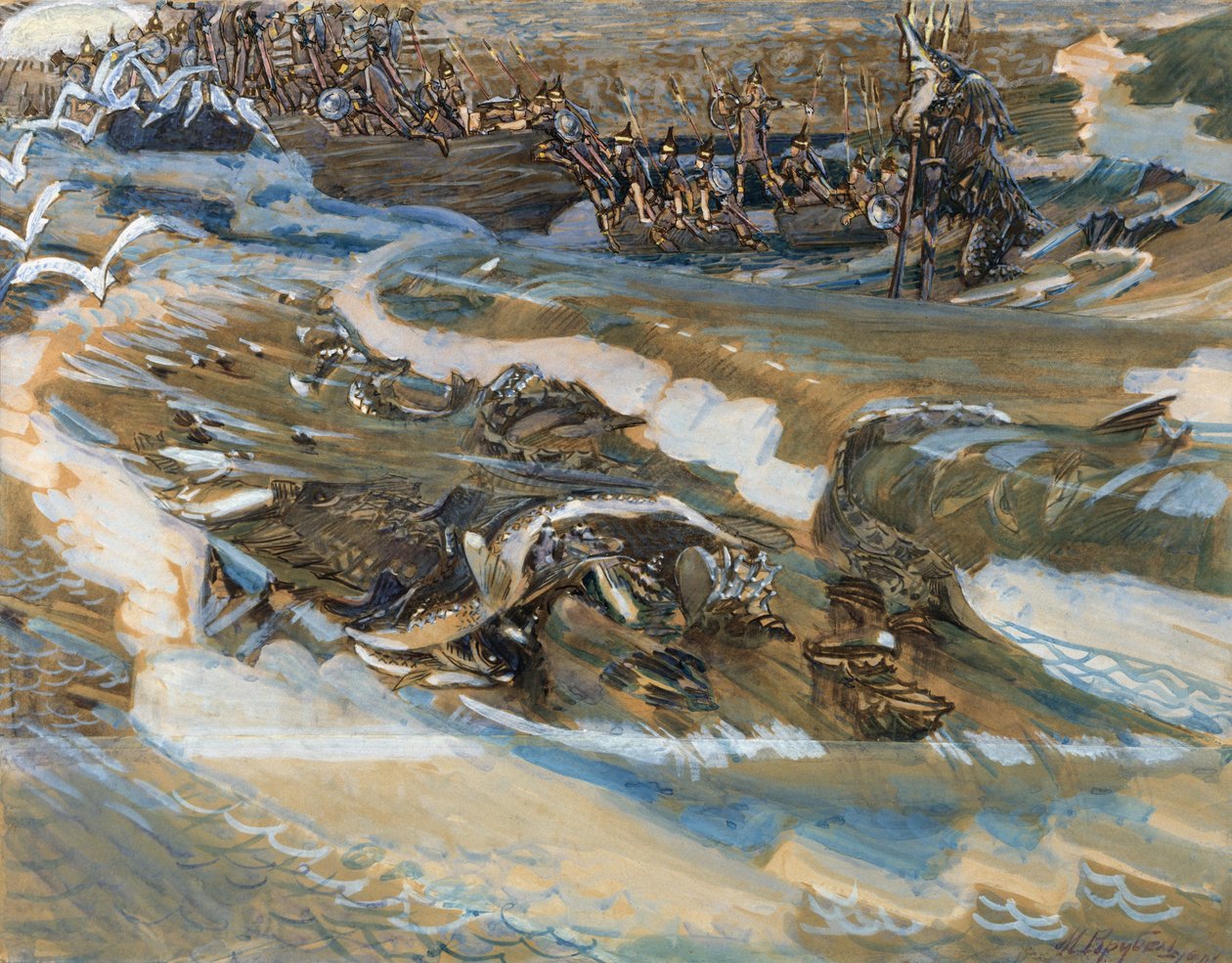 Ilustración para el cuento de hadas del Zar Saltán de A. Pushkin, 1901 de Mikhail Aleksandrovich Vrubel