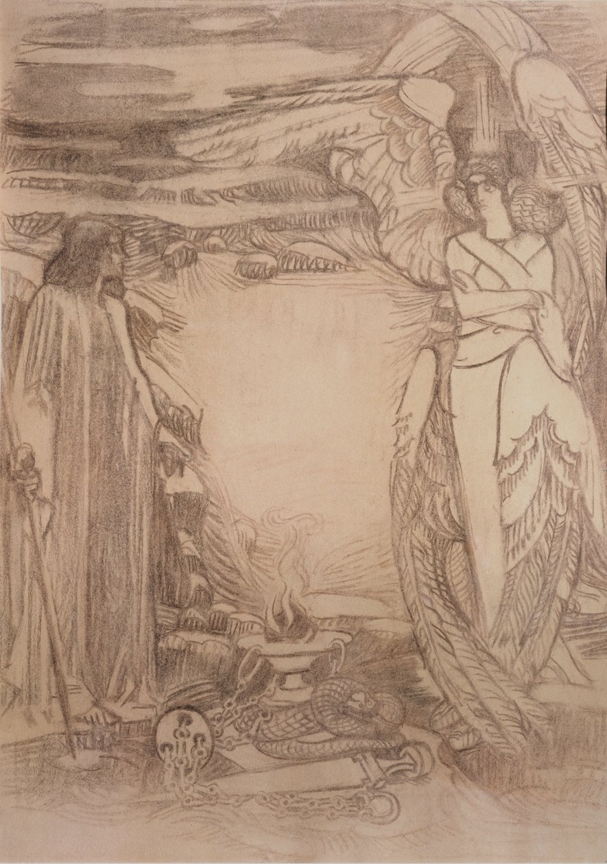 Ilustración para el poema Profeta de A. Pushkin, 1905 de Mikhail Aleksandrovich Vrubel