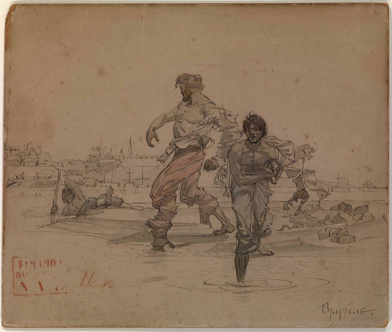 Ilustración para el poema Los hermanos ladrones de Alexander Pushkin de Mikhail Aleksandrovich Vrubel