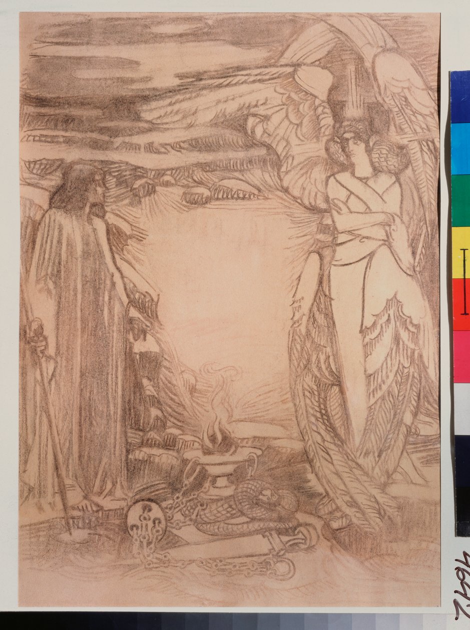 Ilustración para el poema Prophete de Alexandre Pouchkine (1799-1837) (ilustración para el poema Prophet de A Pushkin) - Dibujo de Mikhail Alexandrovich Vrubel (Vrubel) (1856-1910), sanguina sobre papel de Mikhail Aleksandrovich Vrubel