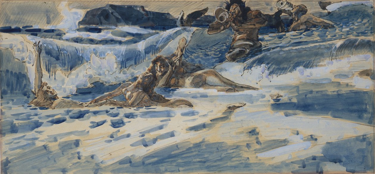 Náyades y tritones jugando, 1896-1898 de Mikhail Aleksandrovich Vrubel