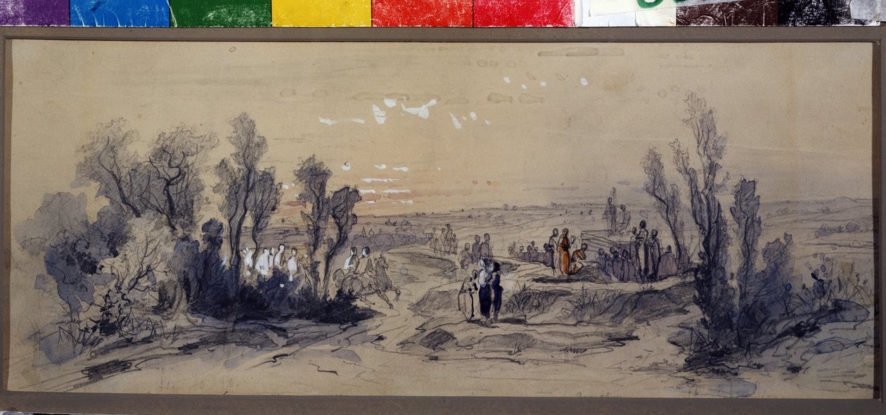Diseño del telón de la ópera "Mazeppa" de Piotr Ilich Chaikovski (1840-1893). Obra de Mikhail Ilyich Bocharov (1831-1895). Acuarela sobre papel de Mikhail Ilyich Bocharov