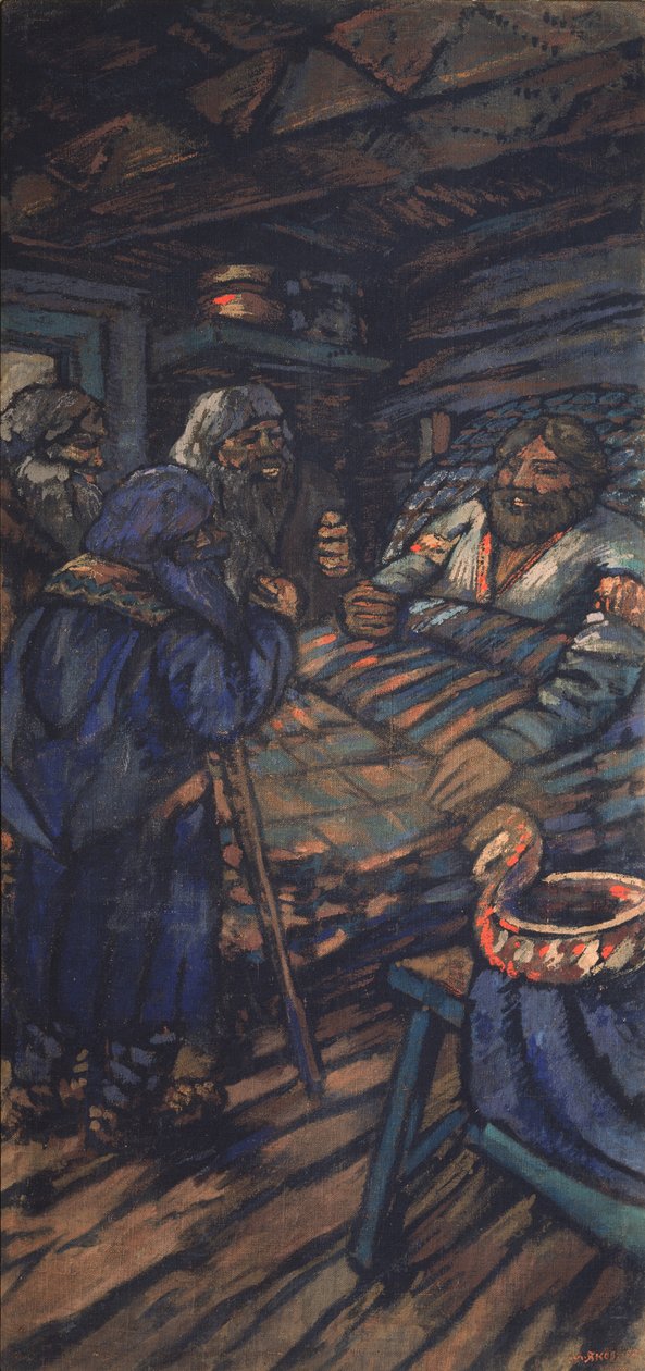 La boda del Gran Duque Vladimir I. Svyatoslavich Tríptico, panel lateral, década de 1920 de Mikhail Nikolayevich Yakovlev