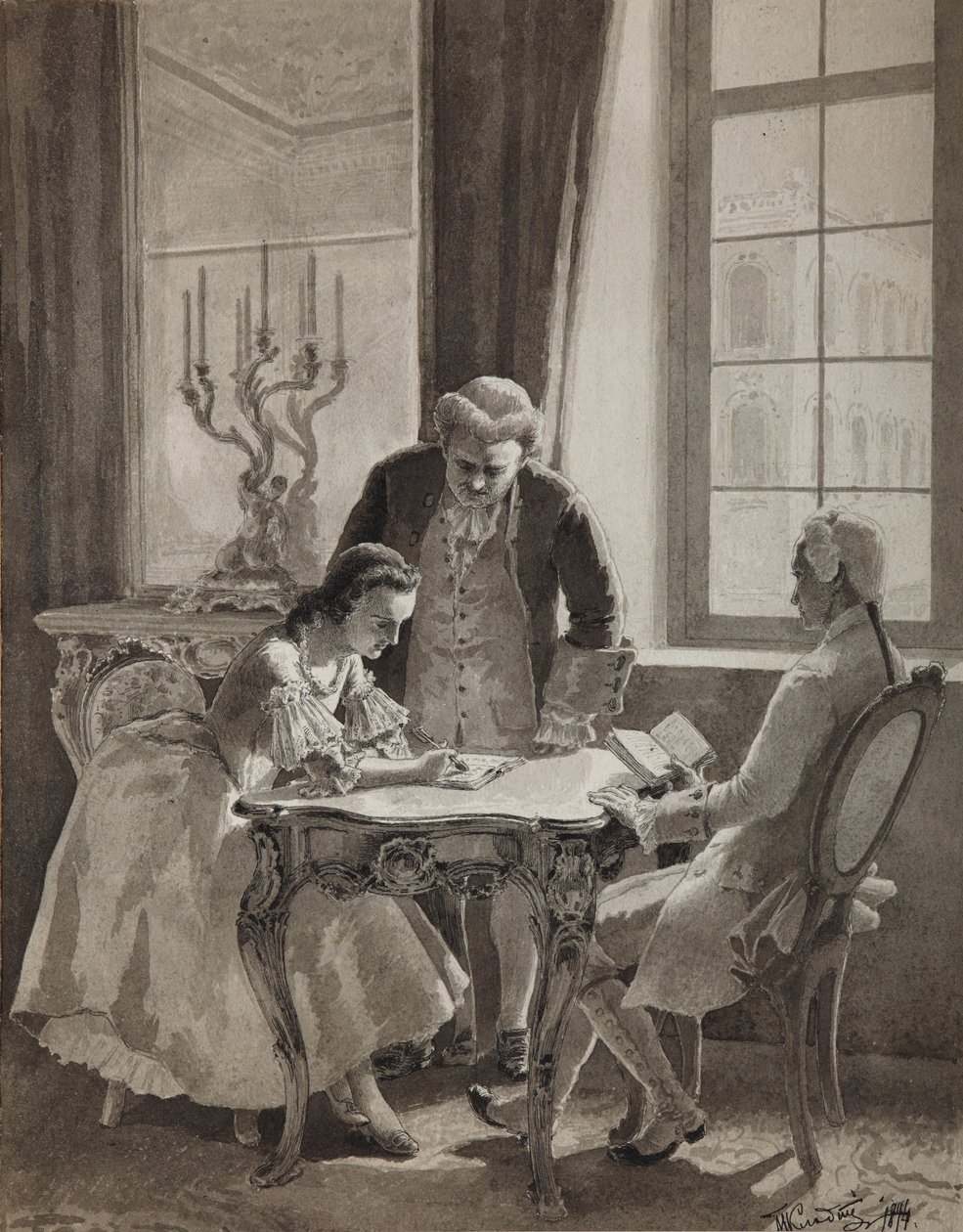 Lección de ruso de la Emperatriz Catalina II de Mikhail Petrovich Klodt Baron