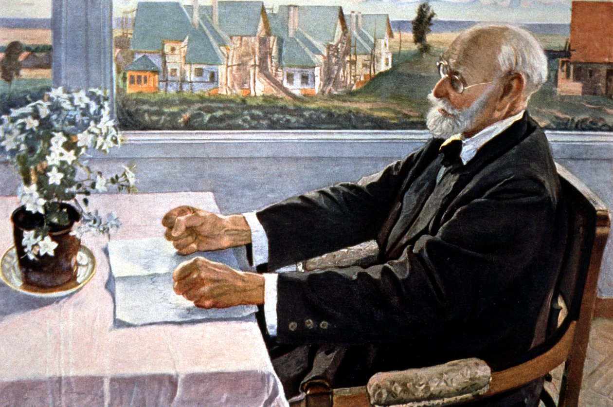 Ivan Pavlov en su casa, cerca de San Petersburgo de Mikhail Vasilievich Nesterov
