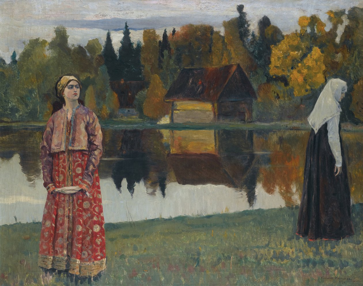 Junto al lago, 1924 de Mikhail Vasilievich Nesterov
