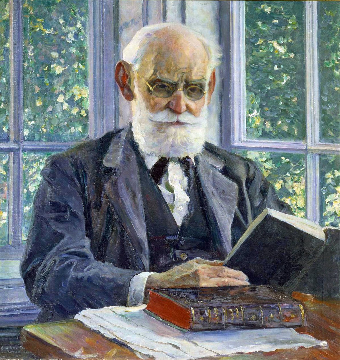 Retrato del fisiólogo, psicólogo y médico Ivan P. Pavlov de Mikhail Vasilyevich Nesterov