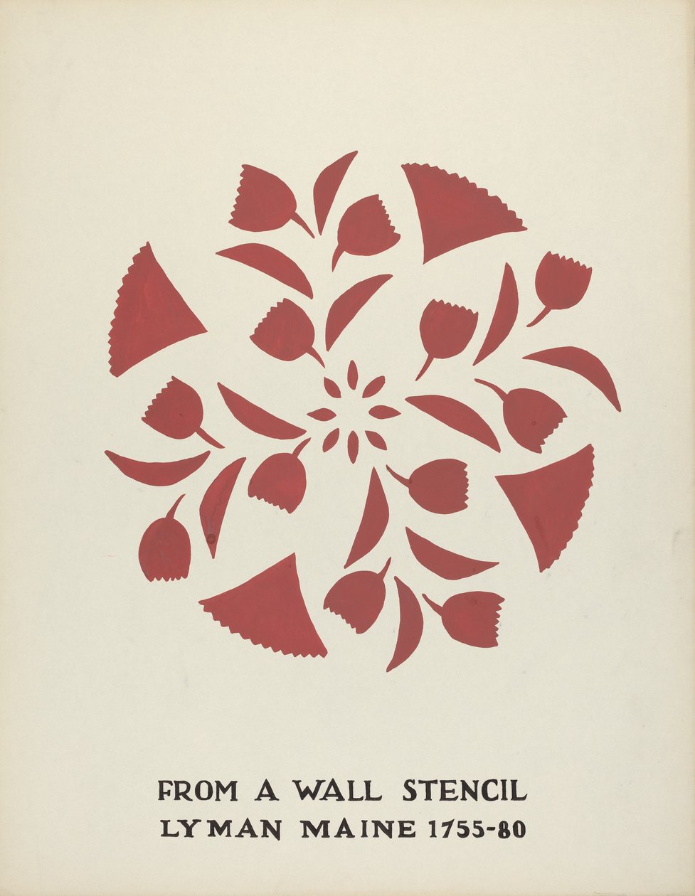 Diseño de Lyman, Maine 1755-1780: De la cartera propuesta "Plantillas de pared de Maine" de Mildred E. Bent