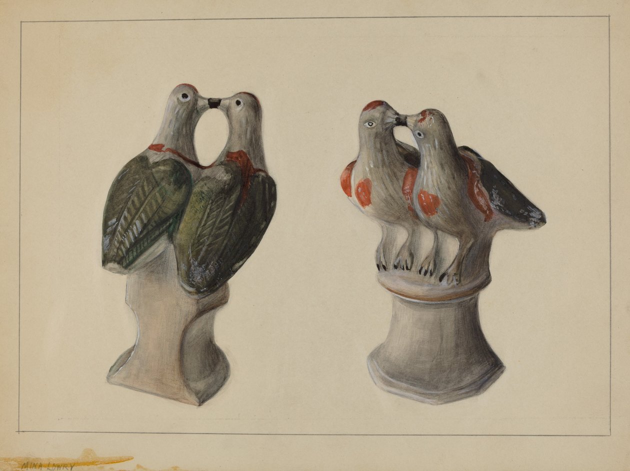 Pájaros de amor de yeso, c. 1937 de Mina Lowry
