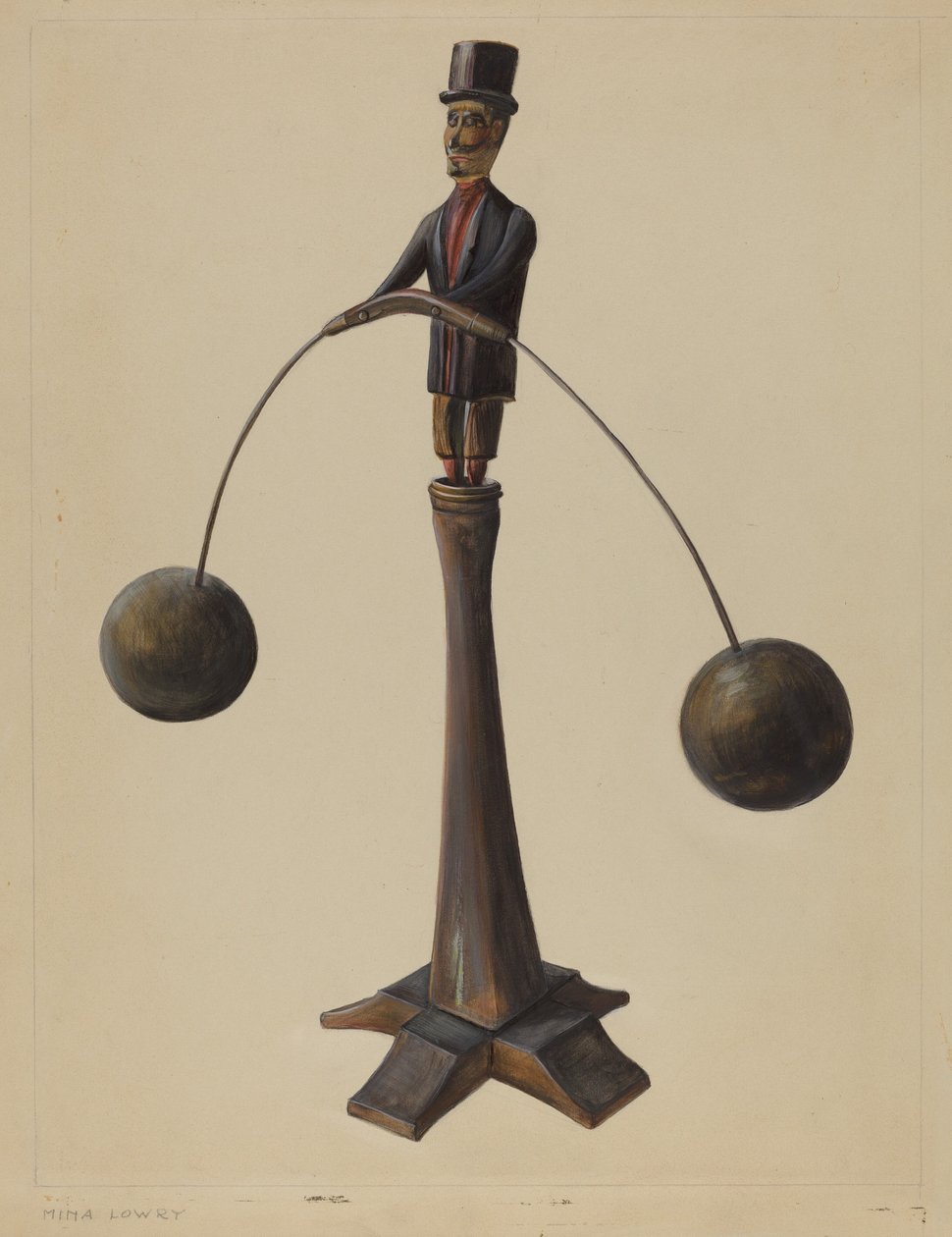 Hombre equilibrando alemán de Pensilvania de Mina Lowry