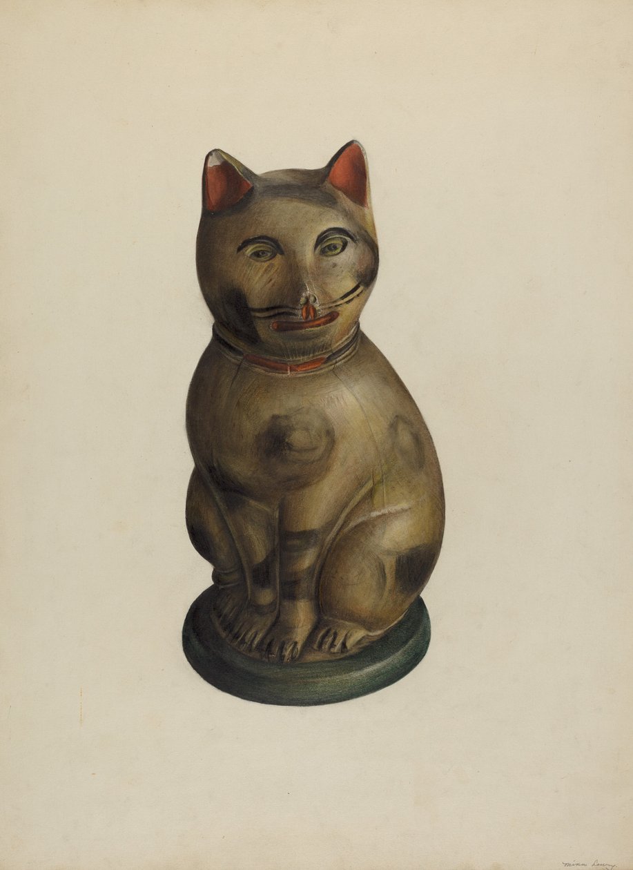 Gato de tiza sentado alemán de Pensilvania de Mina Lowry