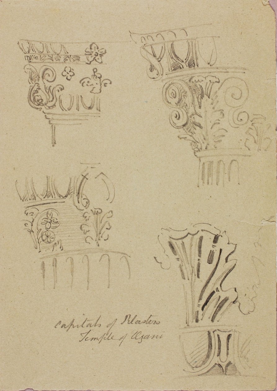 Templo de Azani, capiteles de pilastras de Miner Kilbourne Kellogg