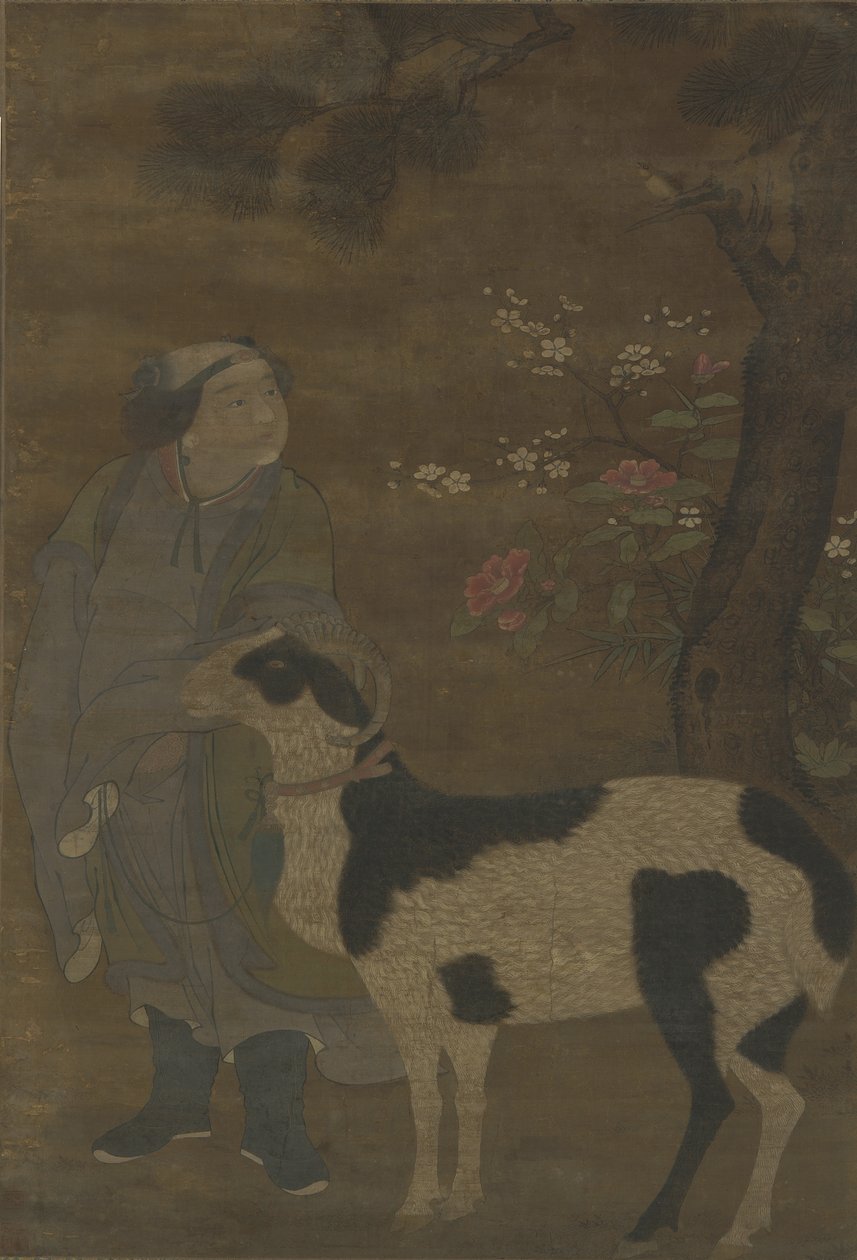 Un niño noble y su cabra de Ming Dynasty Chinese School