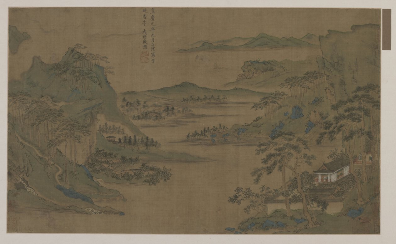 Una vista amplia de montañas y agua de Ming Dynasty Chinese School