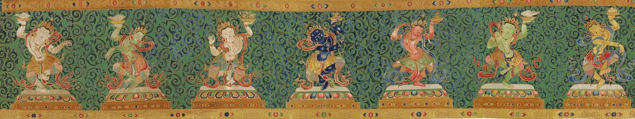 Detalle de Thangka imperial de seda bordada de Ming Dynasty Chinese School