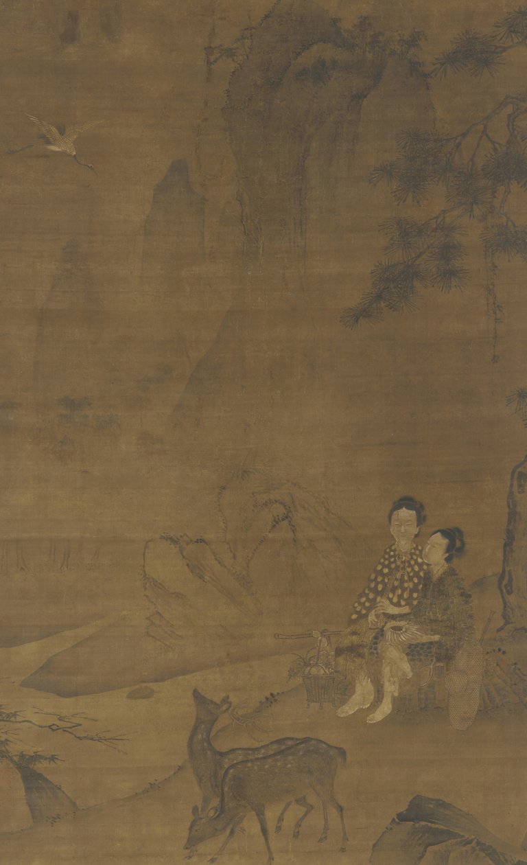 Inmortales femeninas recolectando hierbas de Ming Dynasty Chinese School