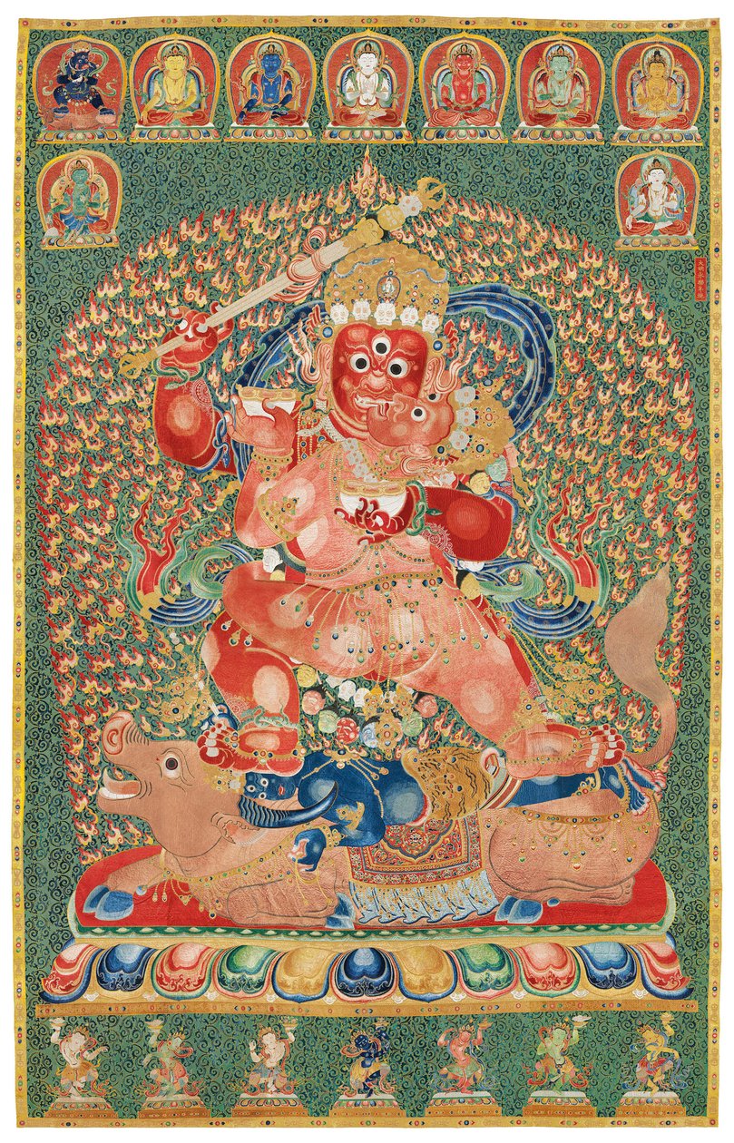 Thangka imperial de seda bordada de Ming Dynasty Chinese School