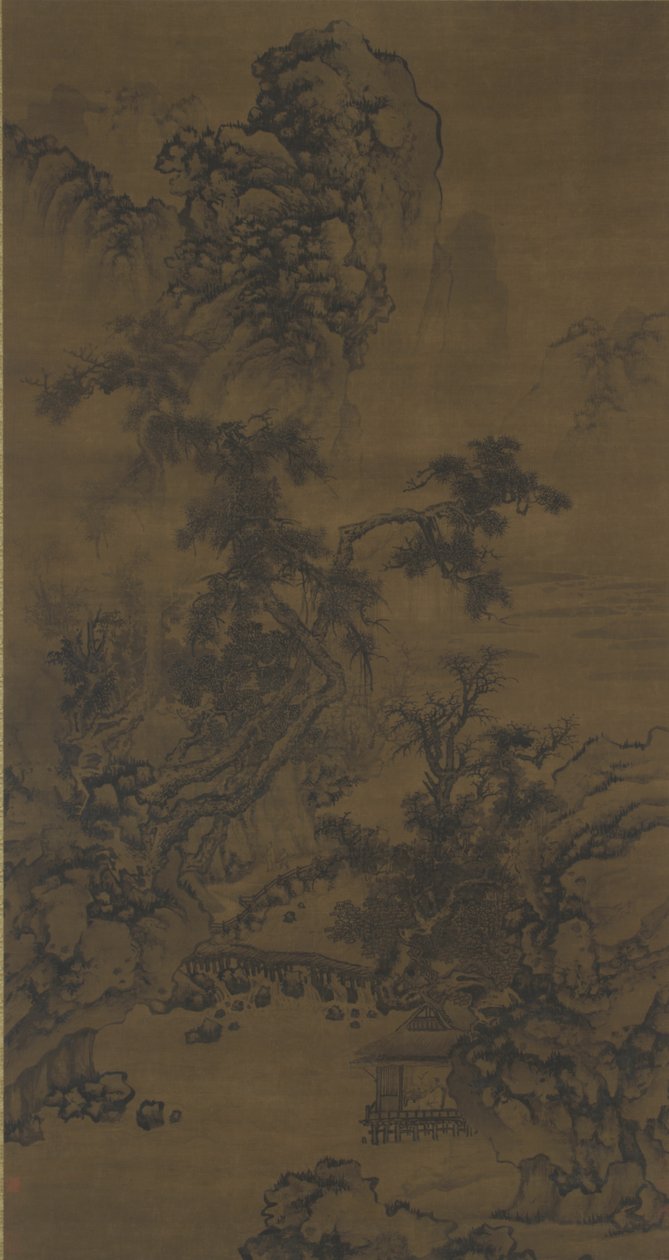 Escuchando los Pinos en un Pabellón junto al Río de Ming Dynasty Chinese School