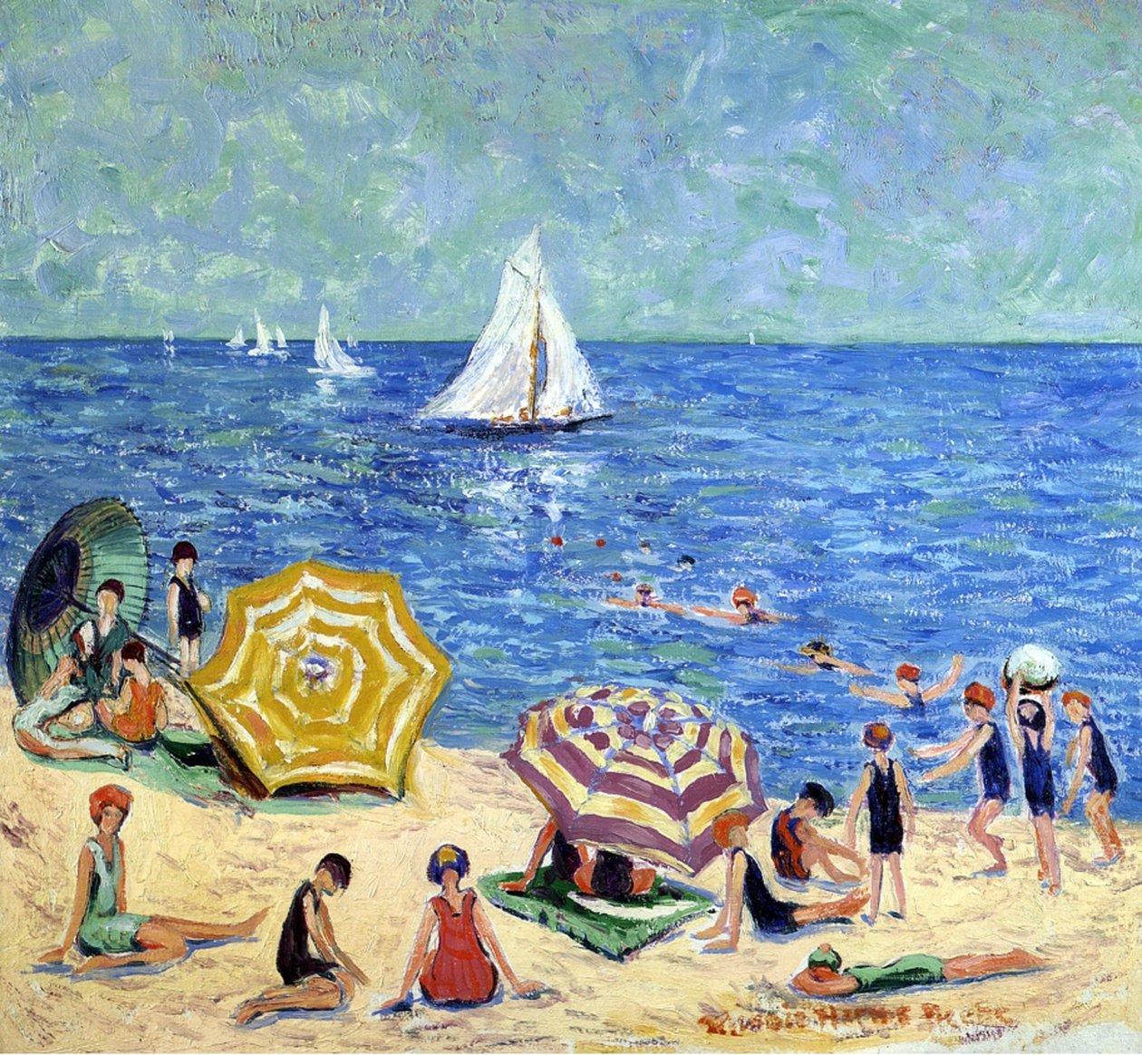 Árbol de roble en la playa, c.1914 de Minnie Harms Neebe