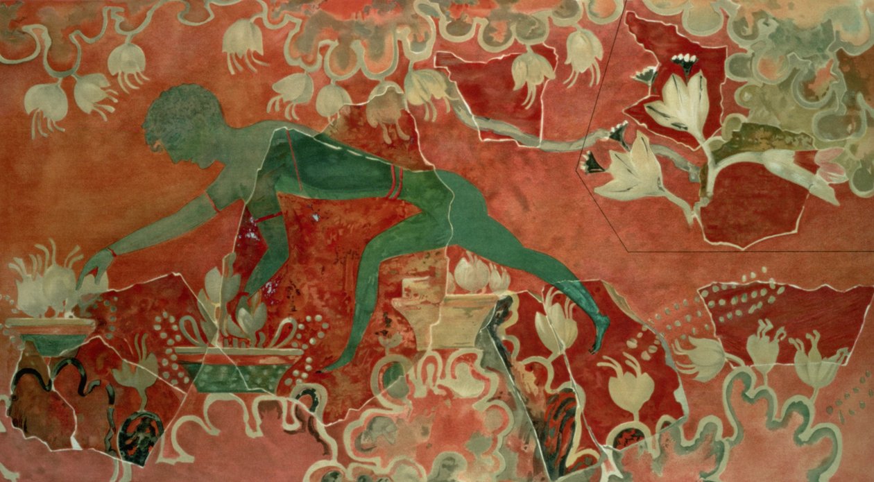 Chico del fresco del Mono Azul, Palacio de Knossos, Creta, c.1500 a.C. de Minoan