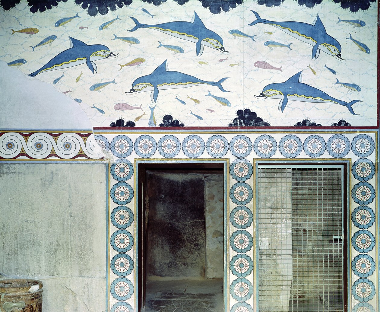 Los Frescos del Delfín en el Baño de la Reina, Palacio de Minos, 1600-1400 a.C. de Minoan