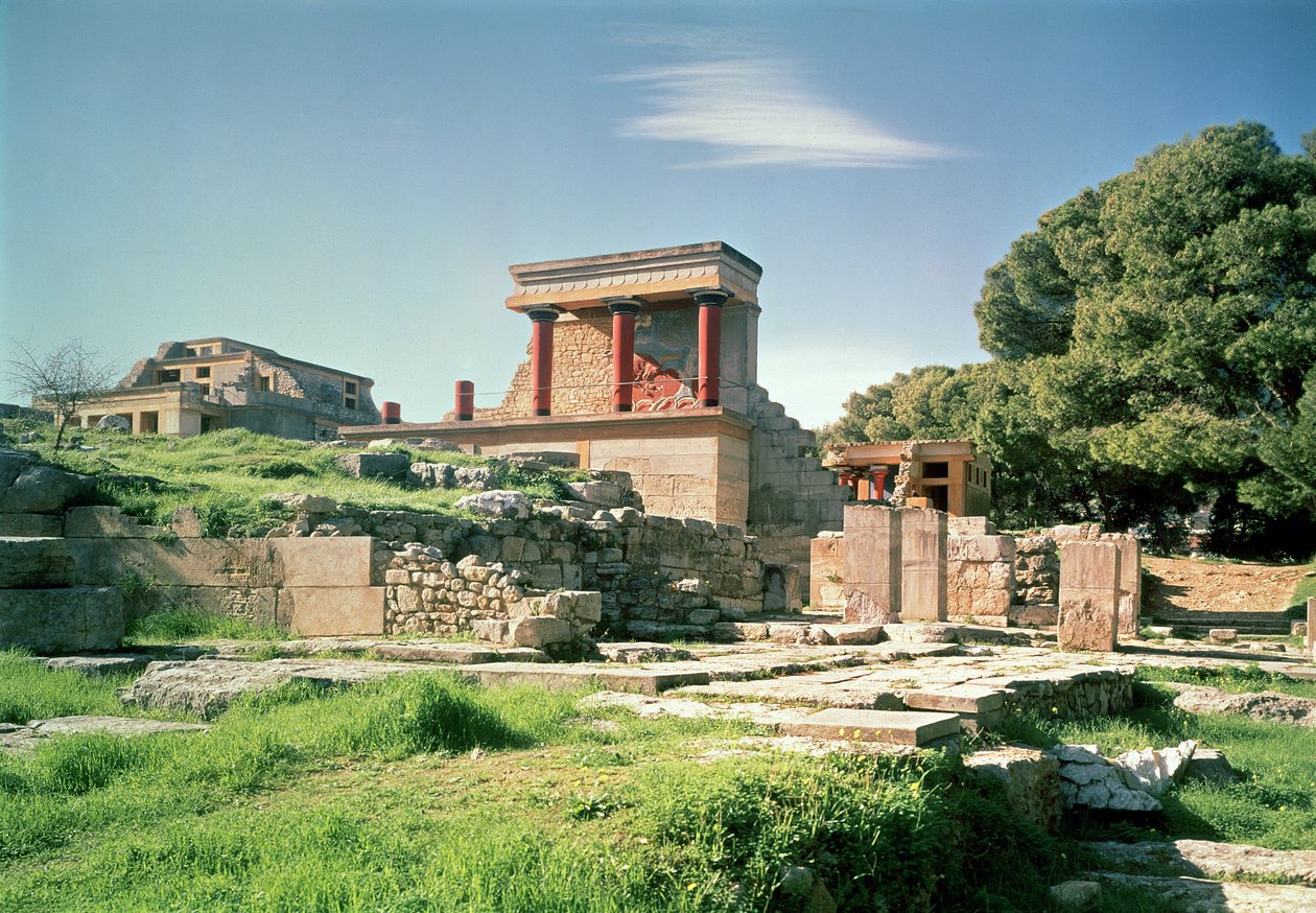 Vista del Palacio de Knossos, desde el este, c.1500 a.C. de Minoan