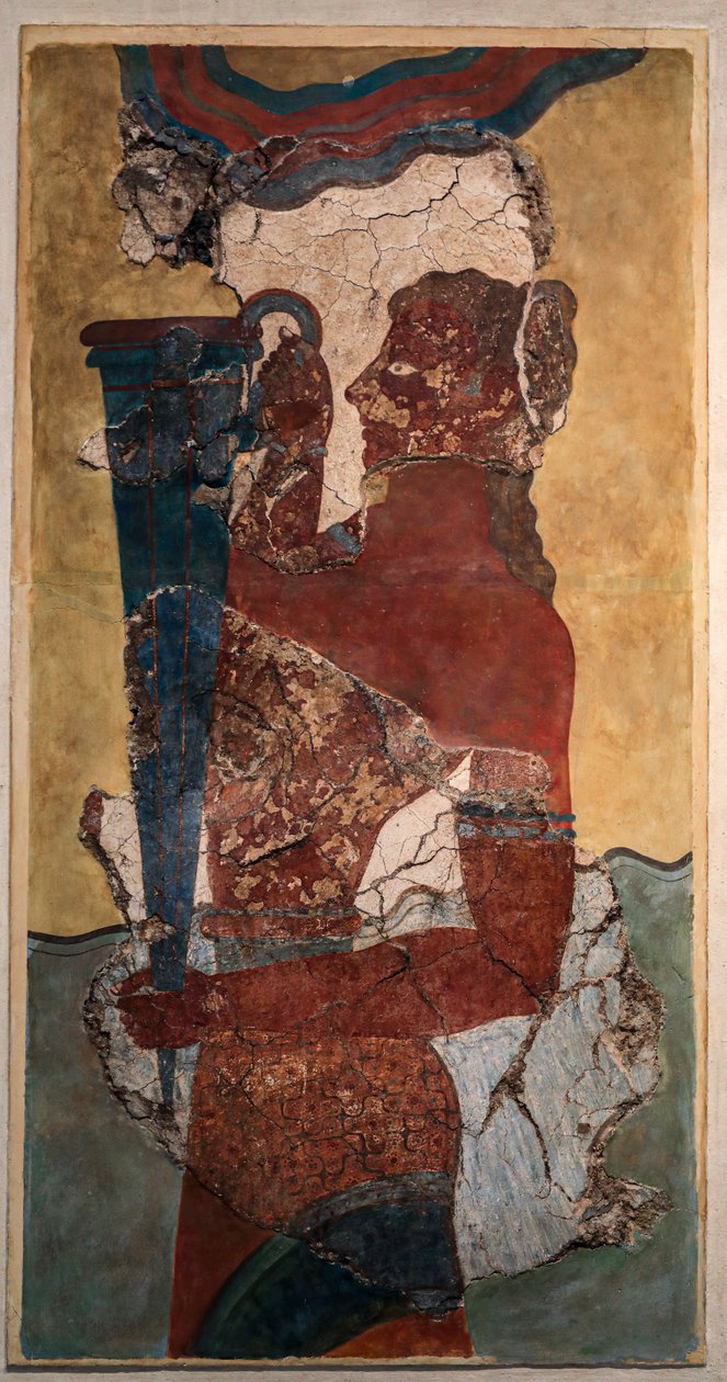 (detalle) de un fresco minoico: "El portador de la copa" de Minoan