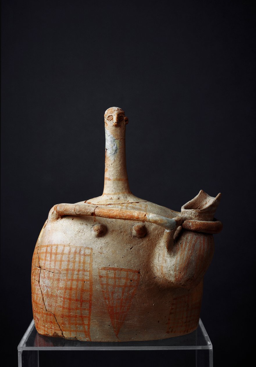 Civilización minoica: escultura de terracota de deidad femenina (¿diosa madre?) de Myrtos. 2300 a.C. Dim. 21,1 cm Creta, museo de Agios Nikolaos (San Nicolás) de Minoan