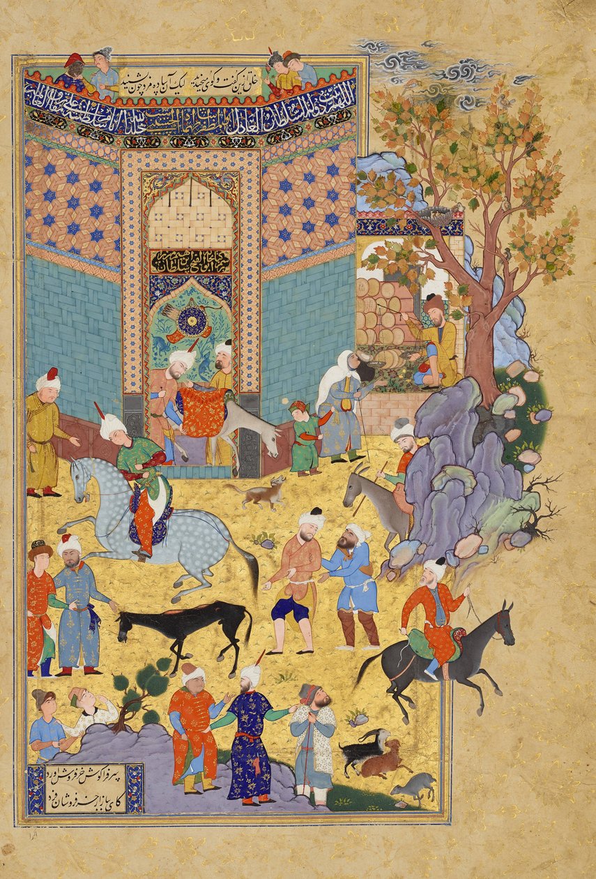Venta de un burro. Haft Aurang, Jami. 1556-65. Freer de Mirza Ali