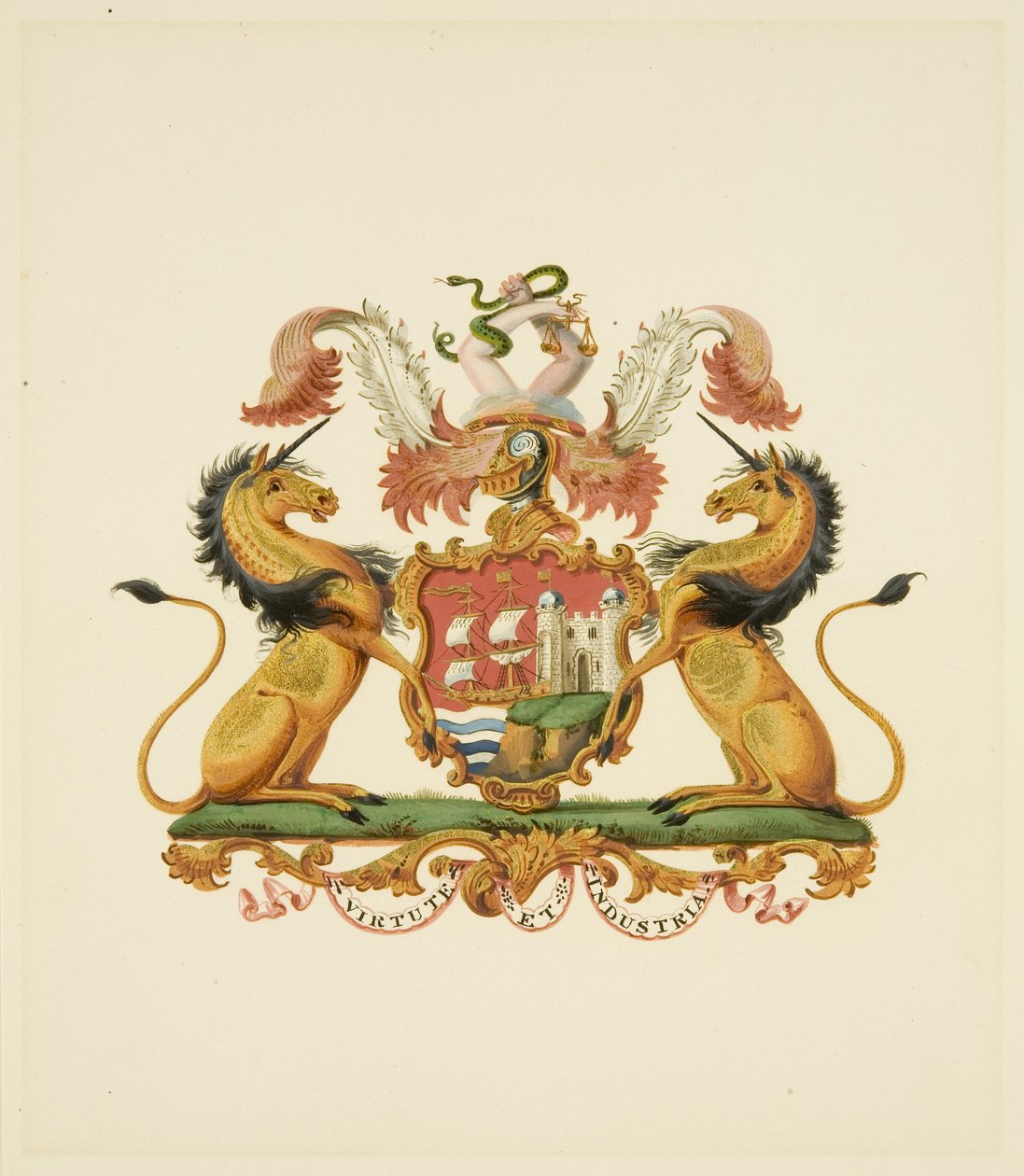 Escudo de Armas de la Ciudad de Bristol, c.1830 de Miss (attr.to) Braikenridge