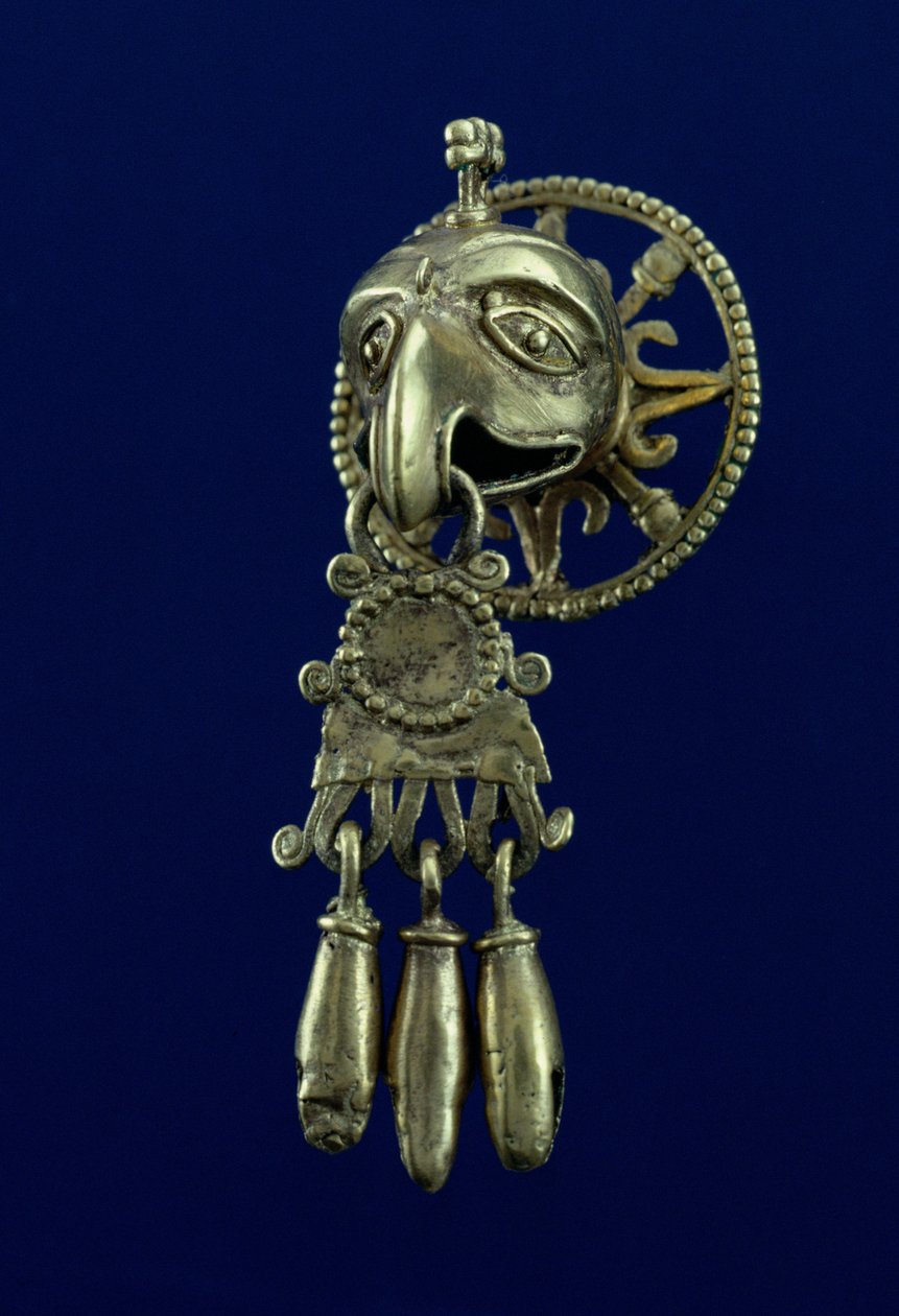 Tapón labial del dios pájaro (oro) de Mixtec
