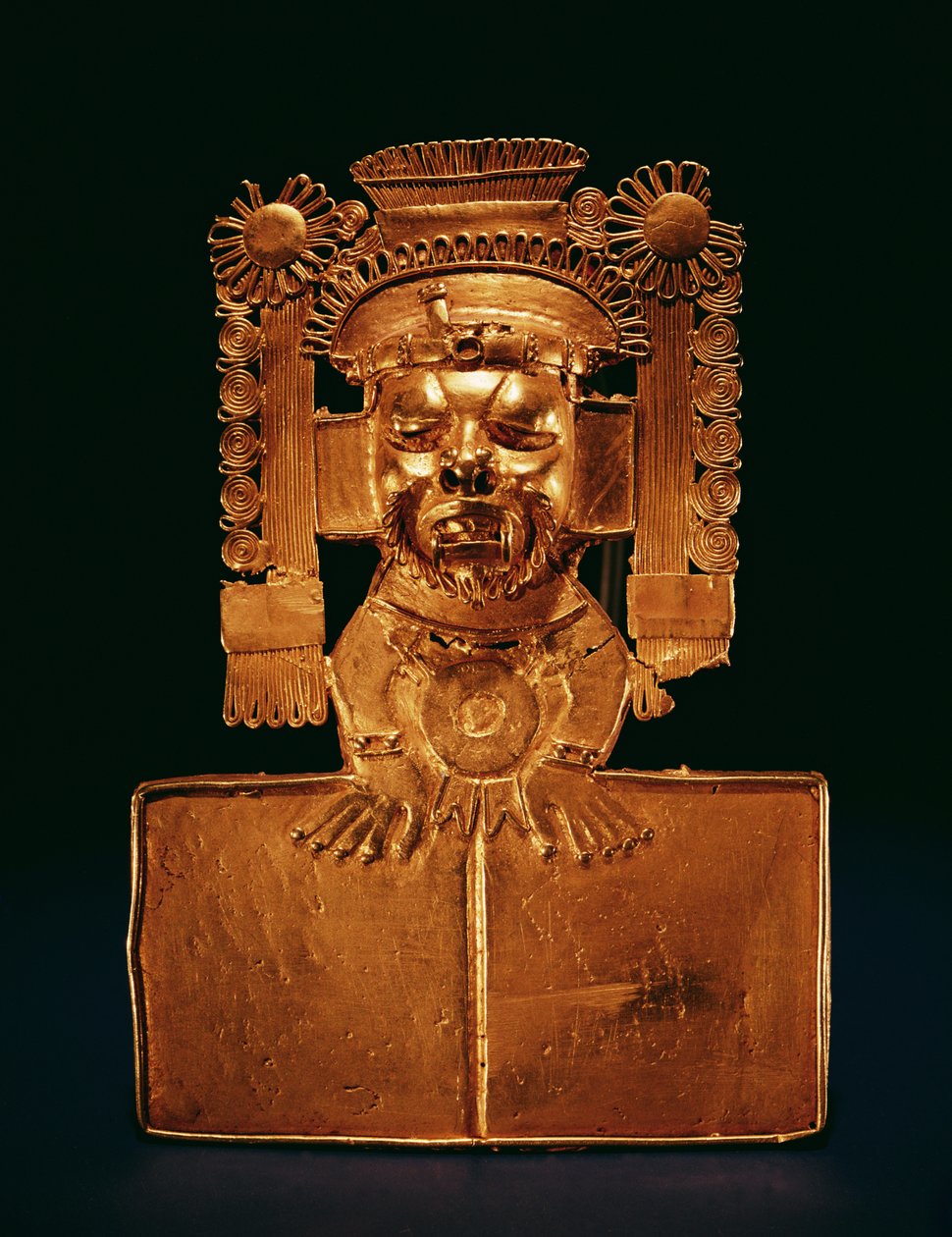 Pectoral del dios Xipe Totec (oro) de Mixtec
