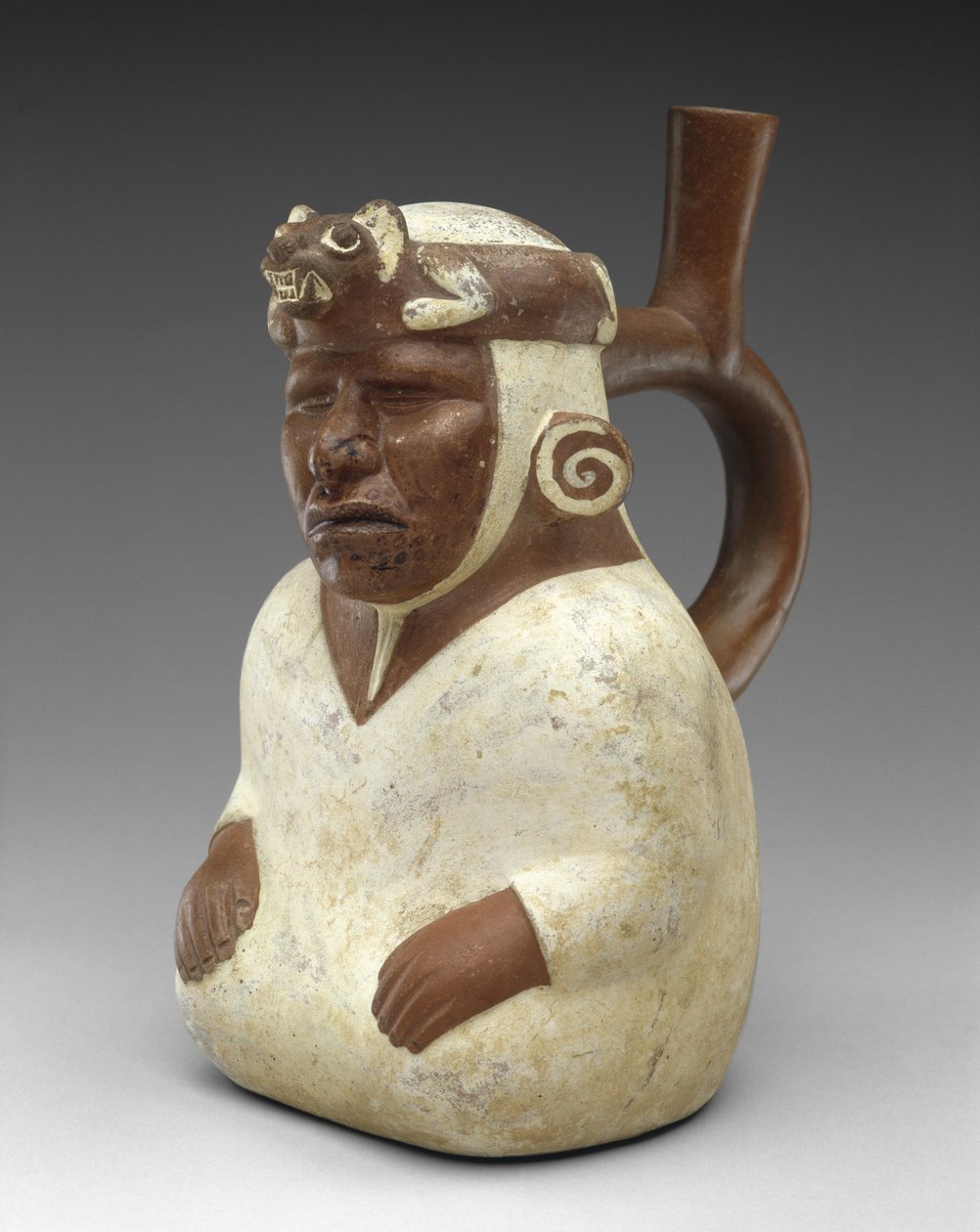 Vasija efigie de chamán ciego de Moche Moche