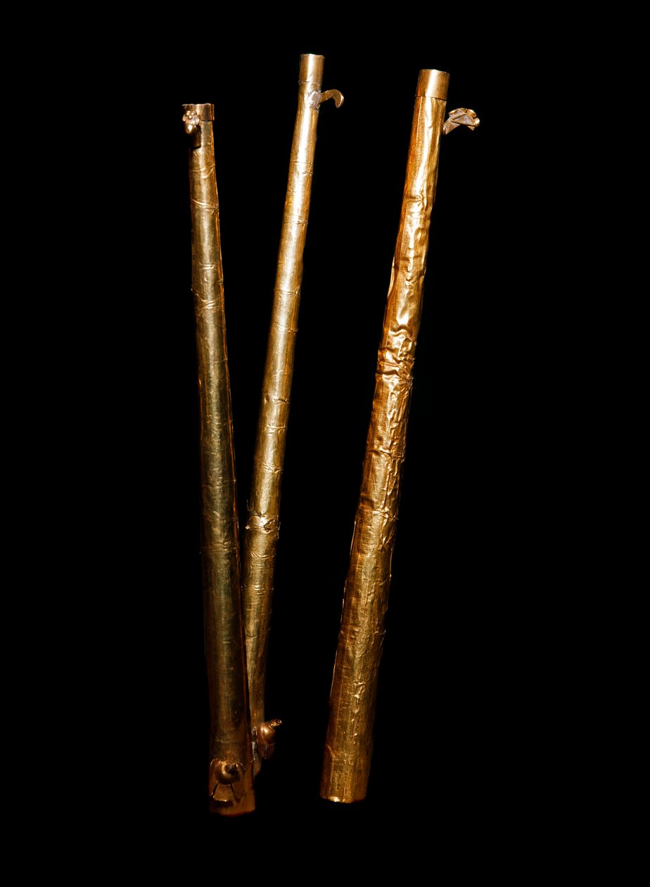 Arte precolombino, cultura Mochica: sarbacanas de oro de Moche Moche