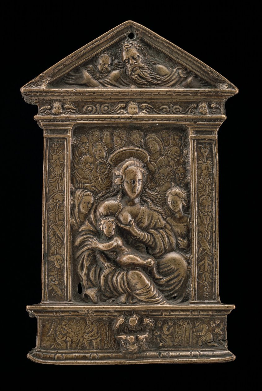 Madonna y Niño con Santos de Moderno