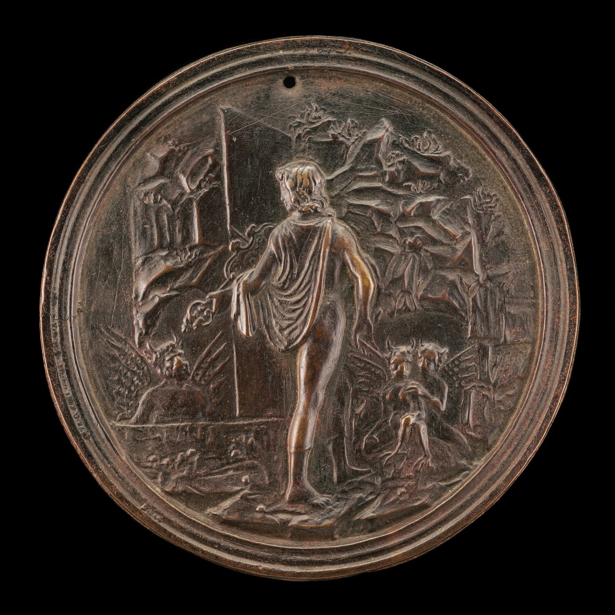 Orfeo descendiendo al Hades, finales del siglo XV - principios del siglo XVI de Moderno