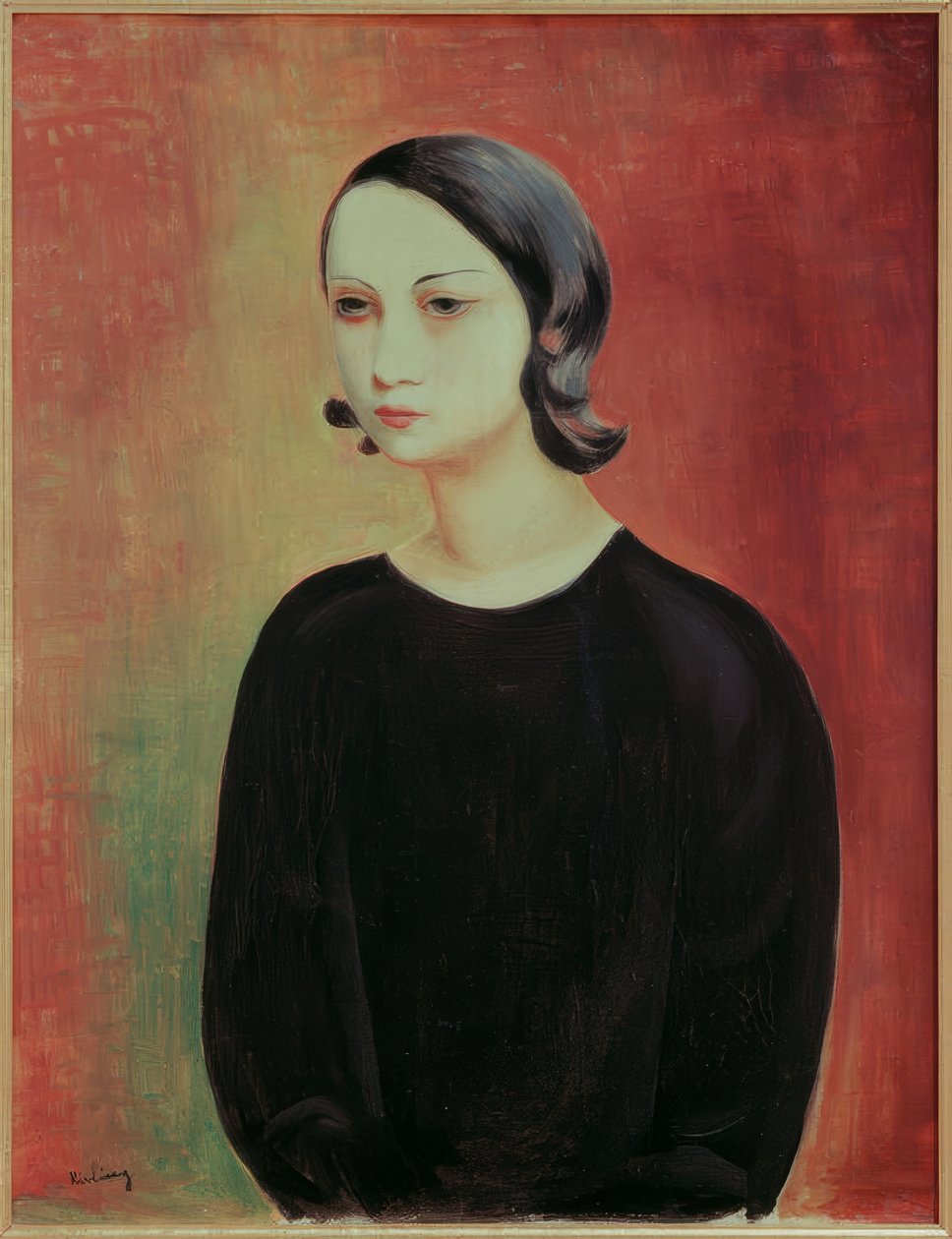 Chica con blusa negra de Moise Kisling