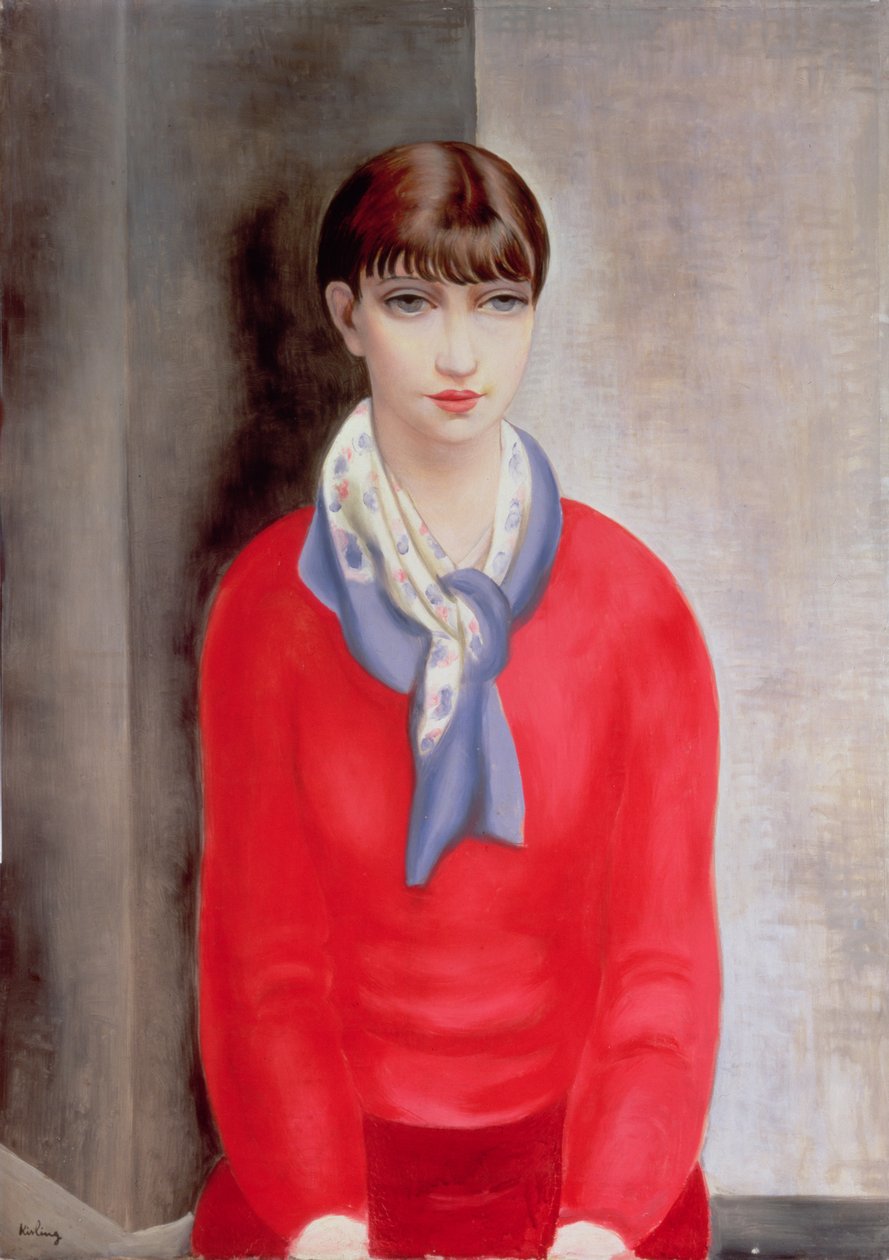 Kiki de Montparnasse con jersey rojo y bufanda azul de Moise Kisling