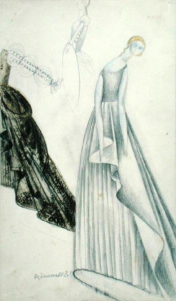 Desdemona de la ópera "Otello" de Giuseppe Verdi (1831-1901) (lápiz de color sobre papel) de Moisei Zeligovich Levin