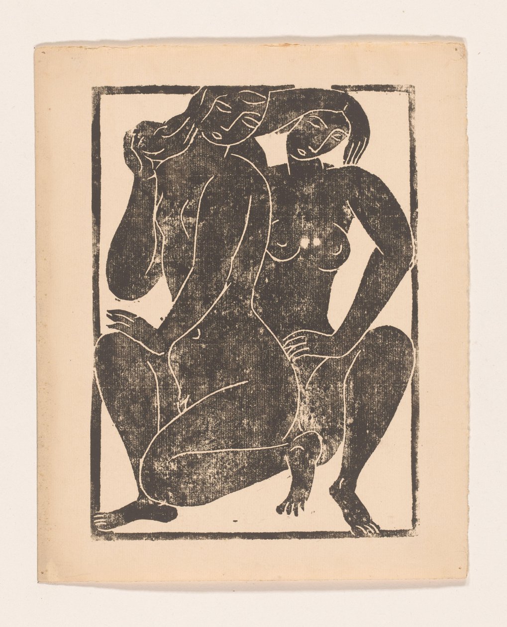 Dos mujeres desnudas agachadas de Moissej Kogan