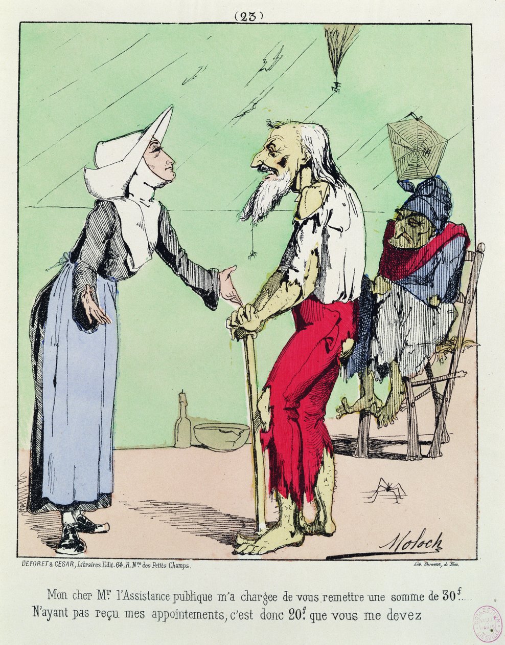 Caricatura criticando la Asistencia Pública durante la Comuna, 1871 de Moloch