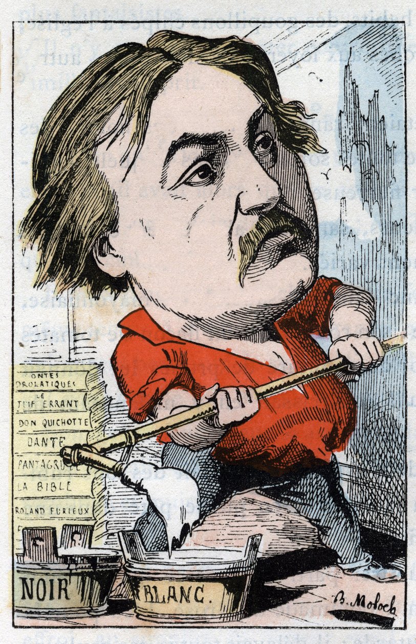 Retrato de Gustave Doré, dibujante y grabador 1832-1883 en “Le Trombinoscope” de Touchatout, caricatura de B. Moloch de 1882 (1849-1909). Colección privada de Moloch