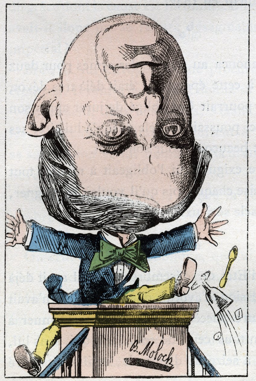 Retrato de Henri, Pierre, Edmond DUFAUR DE GAVARDIE (1823 - 1910) Senador francés en “Le Trombinoscope” por Touchatout, caricatura de B. Moloch de 1882 (1849-1909). Colección privada de Moloch