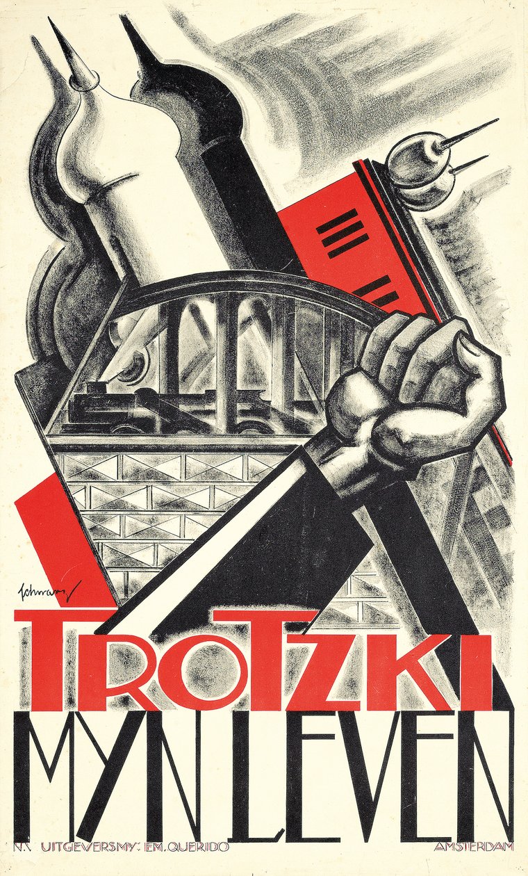 Póster publicitario de la autobiografía de León Trotsky 