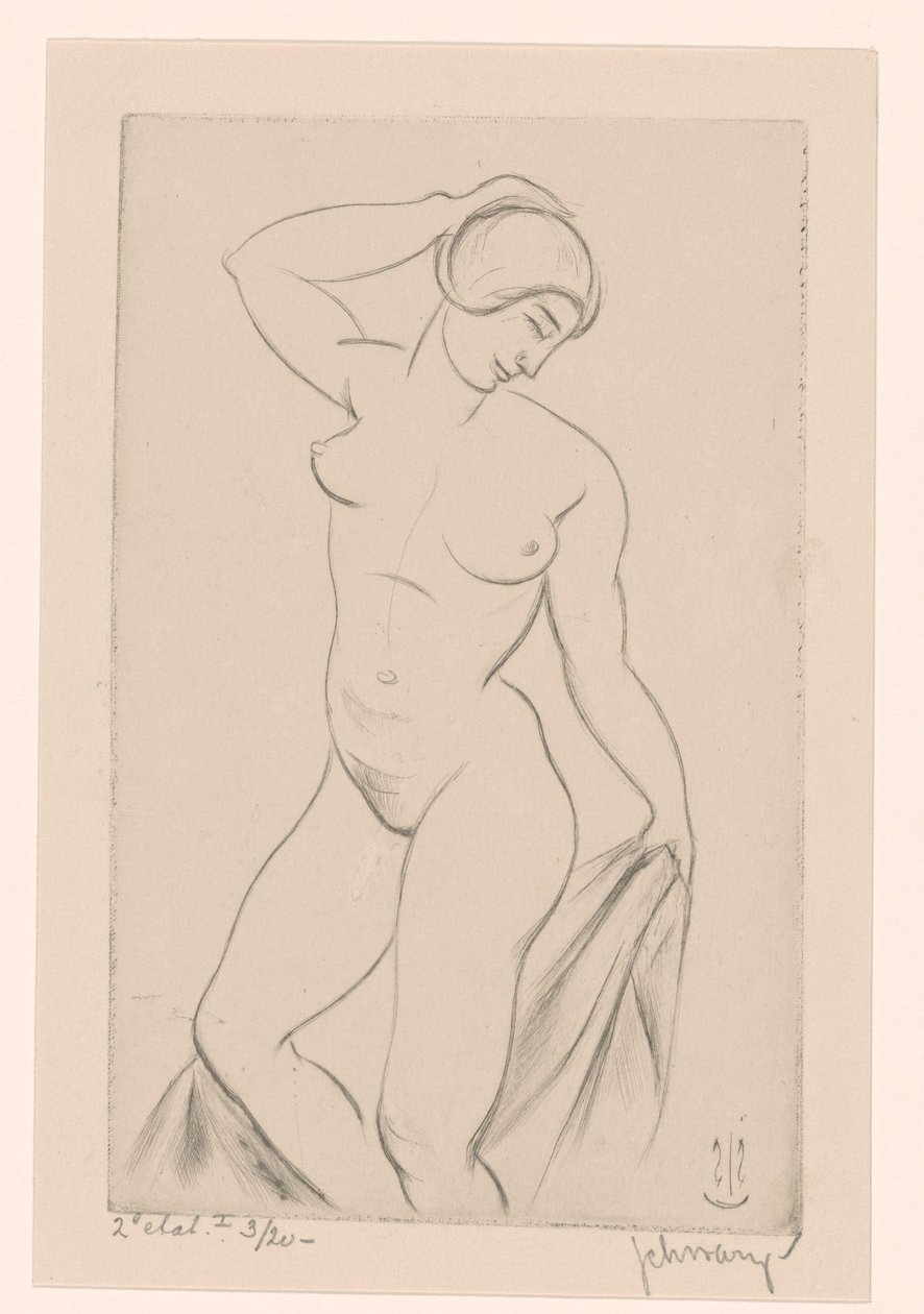 Mujer desnuda con la mano en la cabeza de Mommie Schwarz (signed by artist)