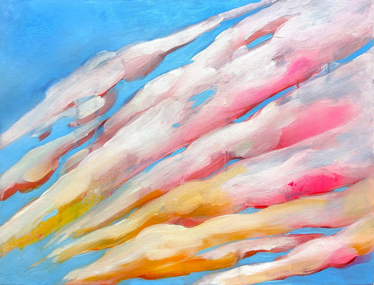 Puesta de sol, 2022 (acrílico, flashe y pintura en aerosol) de Monica Perez Vega
