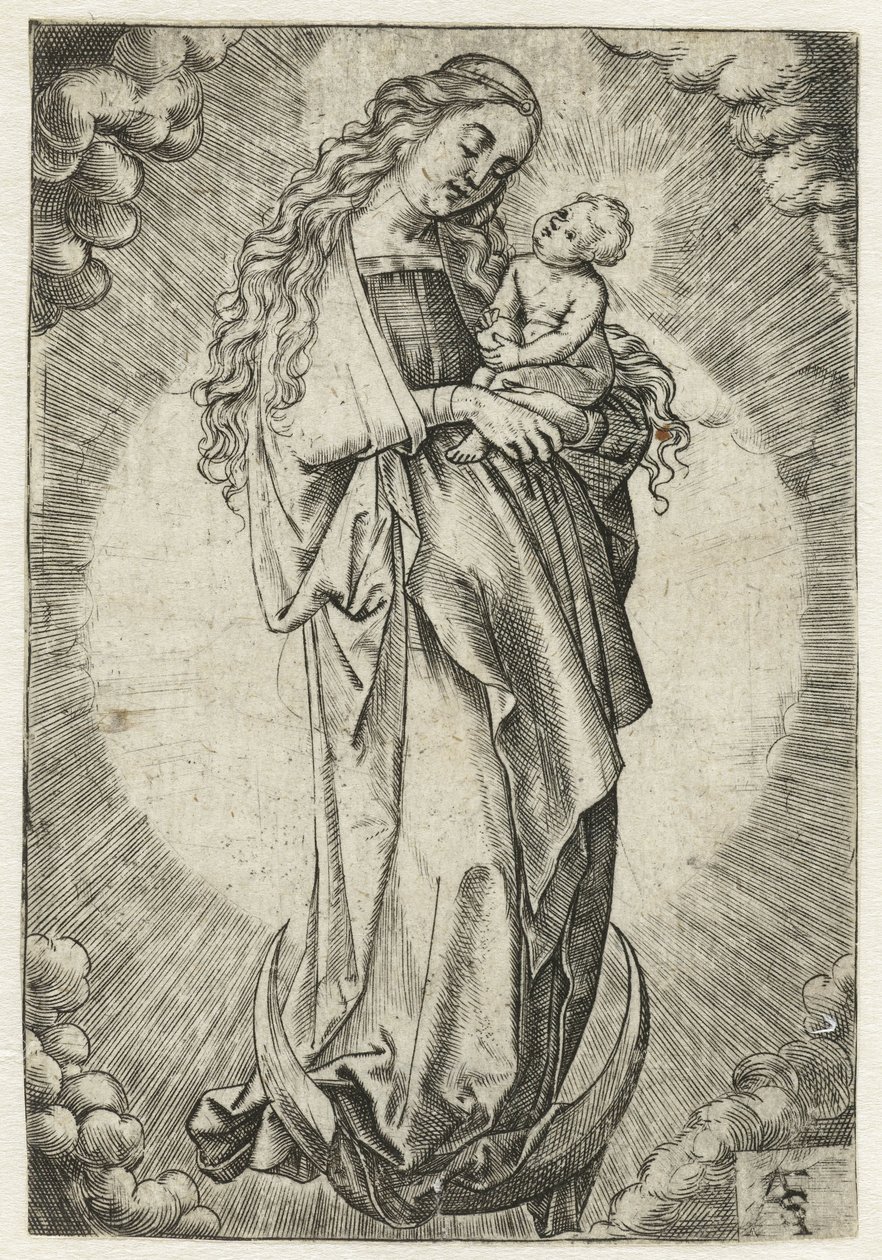 María con el Niño en la Luna Creciente de Monogrammist ASF