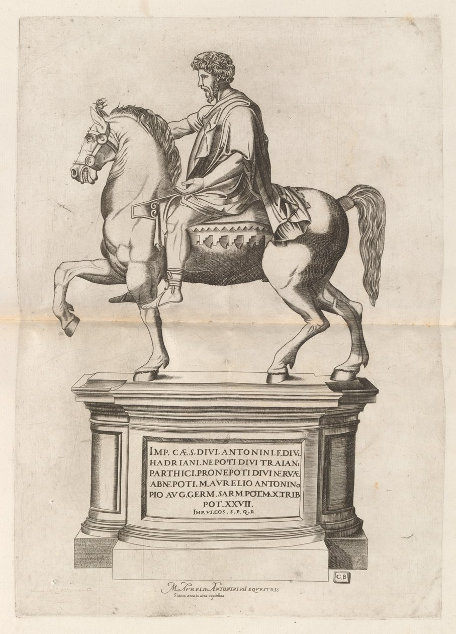 Estatua ecuestre de Marco Aurelio de Monogrammist CB after Nicolaus Beatrizet