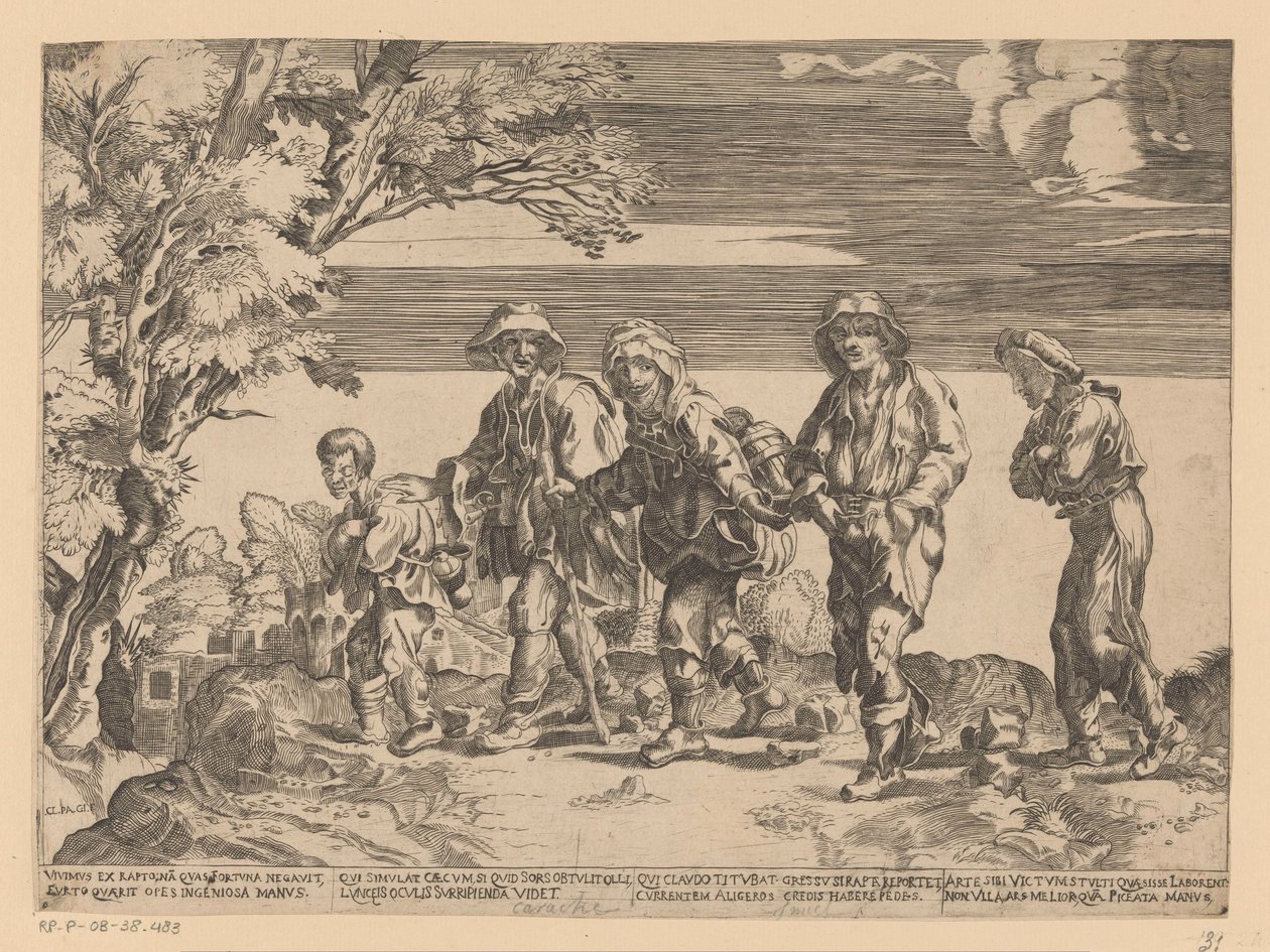 Grupo de mendigos en paisaje de Monogrammist CLPAGI