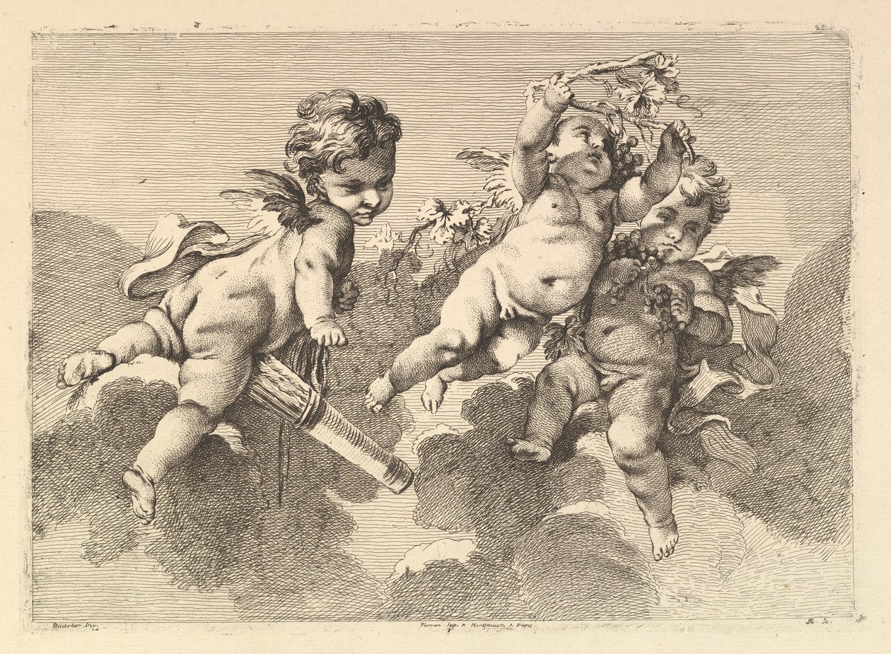 Tres Niños en las Nubes de Monogrammist DA